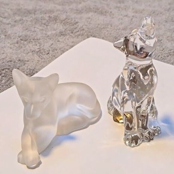 VTG Lenox 1994 Frosted & Clear Crystal Wolves Figurine Set – Howling & Resting - Picture 8 of 11